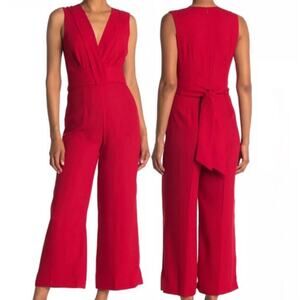 Club Monaco Red Sleeveless V-Neck Tie-Back Jumpsuit Sz 0 NWT
